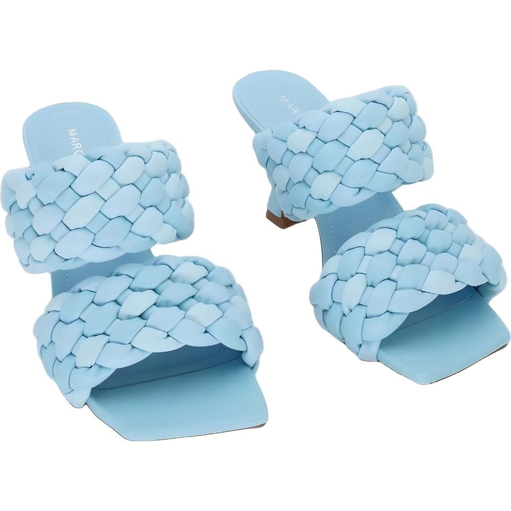 Marc Fisher Light Blue Braided Double-Strap Slide Heels